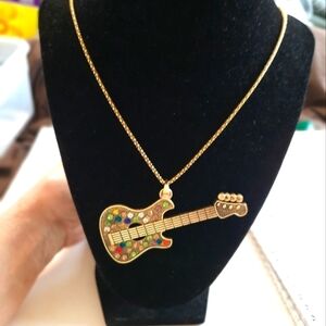 NWT Betsey Johnson Gold Guitar Pendant Necklace
